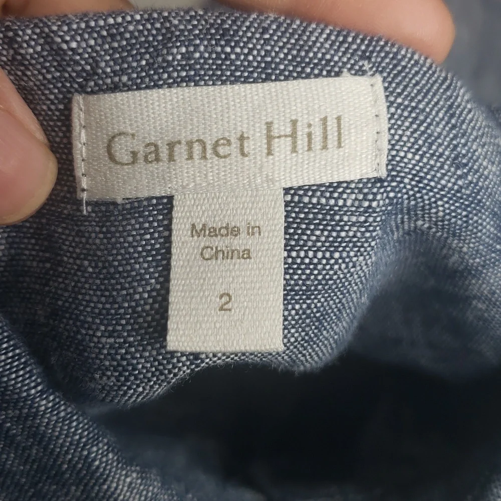 Garnet Hill 100% Linen Classic Full Button Front Shirtdress Size 2 Coastal Blue - Picture 8 of 16